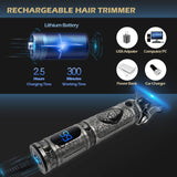 Professional Pro Li Hair Trimmer, Electric T-Blade Cordless Hair Clipper for Men, 0mm Baldheaded Hair Clippers & Rechargeable Grooming Kits for Zero Gapped Beard Shaver Barbershop (Silver)