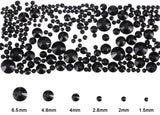 Dowarm 2650 Pieces Non Hotfix Glass Flat Back Crystal Rhinestones, 6 Sizes 1.5mm - 6.5mm, Glue Fix Flatback Crystals Loose Gemstones for Crafts Nail Face Art Clothes Jewels (Jet Black)