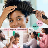 2Pack BESTOOL Detangle Brush, Detangling Brush for Black Natural Hair, Detangler Brush for Faster n Easier Defined Wet Dry 3/4abc Curly, Coily, Kinky Hair with No Pain (Black, Green)