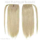 Lacer #60 Platinum Blonde Wrap Around Ponytail Extension Clip in Ponytail Hair Extensions 100% Remy Human Hair Straight Ponytail Long Straight Ponytail Hair Extensions 16 Inch for Women