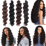 LEEONS Ocean Wave Hair Crochet Wavy Hair Ombre Deep Wave Crochet Hair 20 Inch (4-Pack, T1b-33)