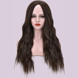 Lizzy Dark Brown Wig Synthetic 26" Long Curly Wavy Wigs for Women Natural Full Brown Wig Middle Parting Hair Replacements Wigs for Daily Use