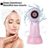 Vtrem Facial Cleansing Brush Rechargeable Waterproof Electric Rotating Face Scrubber with 3 Brush Heads & 2 Speed Rotation - Deep Cleansing, Gentle Exfoliating for All Skin Types, Pink