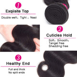VRVOGUE (12" 14" 16"+ 10") Brazilian Body Wave Bundles with Lace Closure for 4x4 Bob Human Hair Body Wave Wigs 100% Unprocessed Brazilian Virgin Human Hair Weave Extensions Natural Color