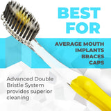 Solodent Toothbrush Soft, Silver, Charcoal & Gold Flossing Bristles (Pack of 8) Colors may vary