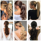 Leterly 18" 24" Ponytail Extension Long Curly Straight Wrap Around Pony Tails Clip in Hair Piece Synthetic for Women Girls Ash Blonde