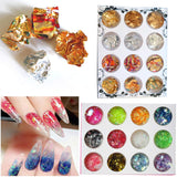 Nails Rhinestones Kit Butterfly Chunky Nail Sequins Glitter Crystal Flat Back Gems Foil DIY Design Manicure Nails Decorations Sets for Nail Art/Craft/Makeup