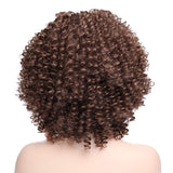 Forfeels Afro Wig with bangs for Black Women Short Kinky Curly Brown Shoulder Length Synthetic Full Wigs for Daily Use with Wig Cap
