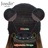 Joedir Lace Front with 4"x4" Simulated Scalp Wig 24'' Long Straight Wave Heat Resistant Synthetic Wigs With Baby Hair For Black Women 130% Density（Ombre Honey Color）