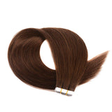 16inch Medium Brown Tape In Hair Extensions Human Hair Tape In Extensions Dark Brown Remy Hair Tape In Extensions 40g 4#