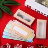 100 Pieces Empty Eyelashes Packaging Paper Case Eyelash Holder Box Eyelashes Container with Holographic Design for False Eyelash Care Cosmetic Tools