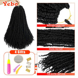 7 Packs Pre-twisted Passion Twist Braiding Hair Extensions YEBO Pre Looped Crochet Braids 20 Strands Small Passion Twist(18inch 1B)