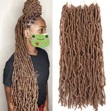18 Inches Nu Locs Crochet Braids Hair 21 Strands/Pack Premium Fiber Synthetic Hair Goddess Faux Locs Curly Wavy Hair Extensions NU Locs Crochet Hair (6 Packs, 27)