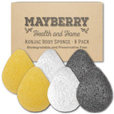 Konjac Facial Sponge (6 Pack) Individually Wrapped Pure (White), Bamboo Charcoal (Black), and Turmeric (Yellow) Konjac Drop Shape Sponges Offer a Gentle Cleansing Experience for Softer Skin