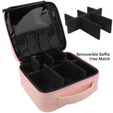 Relavel Makeup Case Travel Makeup Bag for Women Makeup Train Case Cosmetic Bag Toiletry Makeup Brushes Organizer Portable Travel Bag Artist Storage Bag with Adjustable Dividers (Pink)
