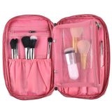 TraderPlus Portable Cosmetic Bag Makeup Brushes Organizer Makeup Artist Case with Belt Strap Holder Multifunctional Makeup Handbag for Travel (Pink)