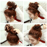 2pcs Hair Bun Extensions Wavy Curly Messy Donut Chignons Hair Piece Wig Hairpiece