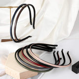 14 Pieces Simple Leather Covered Headbands 5 mm Wide Solid Skinny Leather Hair Band Plastic Hair Loop Hair Accessories for Women and Girls, 7 Colors