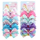 12Pcs/Set Kalolary Hair Bows Alligator Clips for Girls Gift, 5 Inches Unicorn Grosgrain Ribbon Hair Barrettes Accessories, Ideal Gift for Toddler Girls' Birthday Valentine's Day