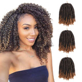 3 Pack Spring Twist Crochet Braids Synthetic Fluffy Curly Hair Extensions 8inch(T1B/27#)
