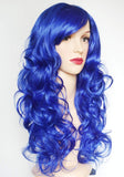 Blue Wigs Cosplay Wigs Natural Wave Curly 24 inch Long Synthetic Wigs Hair for Women (Blue)