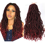 New Locs Crochet Hair 18 inch Ombre Burgundy Crochet Locs 6 Packs/Lot Pre Looped Braids 21 Strands (18inch, TBUG)