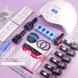 Gellen Gel Nail Polish Starter Kit with LED/UV Nail Lamp - Pinks and Glitters 6 Colors Nail Gel Starter Kit, Top Base Coat Matte Top Coat Manicure Tools Nail Art Decorations Rhinestones Set