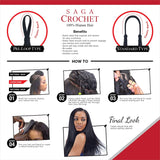 Saga Human Hair Crochet Braids Standard Type Super Curl (18", 1B)