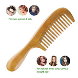 pureGLO Green Sandalwood Hair Comb | No Static Detangling Natural Aroma Handmade Wooden Comb | Wide Tooth Comb