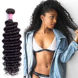10A Brazilian Deep Wave Hair Bundles 24 Inch 100% Unprocessed 1 Bundle Deep Wave Hair Weave Bundles Deep Curly Human Hair Bundles Natural Color