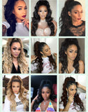 CHOOH Natural Black Long Body Wavy Drawstring Ponytail Extension Drawstring Heat Resistant 24 Inch Curly Wavy Pony Tail Hairpiece for Women(2#)