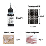 4 Pack Temporary Tattoo Kit, Tattoo Ink & DIY Semi-permanent Tattoos with 81 Pcs Tattoo Stencils