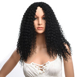 Silike Afro Kinky Curly Wig Kanenkalon Fiber Jerry Curl Wigs For Black Women African American Female Wig Heat Resistant Fiber (Long, 1B)