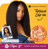 Sensationnel Human Hair Clip On Weave Curls Kinks & Co 1C Clique (16", NATURAL BLACK)