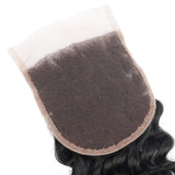 Misoun Hair Free Part Lace Closure 4x4 Deep Wave Brazilian Virgin Human Hair 130% Density Lace Closure Natural Color Hair(14 Inch, 35g)