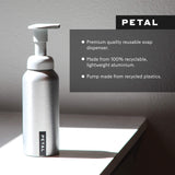 Petal Foaming Hand Soap Starter Kit - Reusable Foaming Soap Dispenser (Raw - 8.5oz) + Foam Hand Soap Refill Pods (4ct) - Zero Waste, All Skin Types (Lemongrass)
