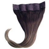 18"/18 Inch Balayage Ombre Halo Human Hair 100g Medium Brown Fading to Platinum Blonde Straight Halo Real Hair Extensions Remy Hair