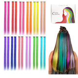 Kyerivs Colored Clip in Hair Extensions 20 inch Rainbow Heat-Resistant Straight Highlight Hairpieces Halloween Cosplay Dress Up Fashion Party Christmas New year Gift For Kids Girls 12 Color in 24 pcs