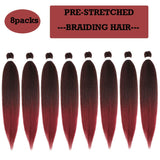 28Inch 8Packs 3X Pre-stretched Braiding Hair Long Jumbo Braids Hair Kanekalon Synthetic Braiding Hair Easy Braids Hot Water Setting Yaki Texture Braiding Hair Extension(1B-BUG)