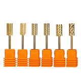 SUNTRADE 6Pcs Pro Electric Gold Carbide Nail Art Bit Tools 3/32''Nail Drill Bits Set
