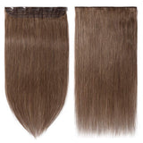 Clip in hair extensions human hair one piece human hair extensions 5 clips 100% Remy Human Hair Straight Light Auburn 22"(55cm) - 55g