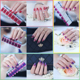 Full Nail Stickers 14 Sheets, Glitter Gradient Color Full Wraps Polish Strips, Nail Art Decals, Self-Adhesive Nail Art Sets for Women Girls.