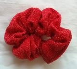 Red Glittery Stretch Ponytail Holder-Small - Made in the USA
