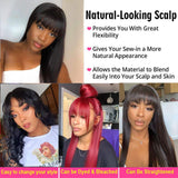 Straight Human Hair Wigs with Bangs None Lace Front Human Hair Wigs 150% Density Human Hair None Lace Front Straight Wigs with Bangs Natural Color Glueless Machine Made Wigs for Black Women