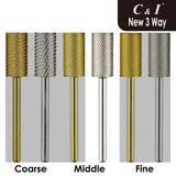 C & I New 3 Way Carbide Nail Drill Bit for Electric Manicure Drill Machine of Nail Art (Grit Middle, Silver)