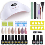 Ab Gel Gel Nail Polish Starter Kit with Nail Dryer Gel Nail Polish Kit with UV light Nude Color Gel with No Wipe Base and Top Coat, Manicure Nail Tools