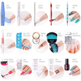 Gellen Gel Nail Polish Starter Kit with LED/UV Nail Lamp - Pinks and Glitters 6 Colors Nail Gel Starter Kit, Top Base Coat Matte Top Coat Manicure Tools Nail Art Decorations Rhinestones Set
