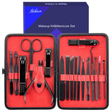 Manicure Set, Bihuo 18 In 1 Stainless Steel Professional Pedicure Kit Nail Scissors Grooming Kit - Black Portable Travel Nail Manicure/Pedicure Tools kit for Men and Women (Red)