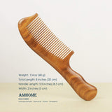 Premium Hair Combs Wood Comb Natural Green Sandalwood Handcrafted Sturdy Smooth No Static No Detangle (Green Sandalwood E Standard Tooth 8")