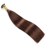 100 Strands/Pack I Tip Remy Human Hair Extensions Pre Bonded Keratin Stick In Hair Cold Fusion Hair Piece For Women Long Straight #4 Medium Brown 1g/Strand 100 Gram Per Package (22inch/55cm,#4)